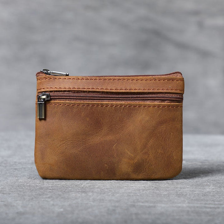 Compact Leather Zippered Coin Pouch Kalsten