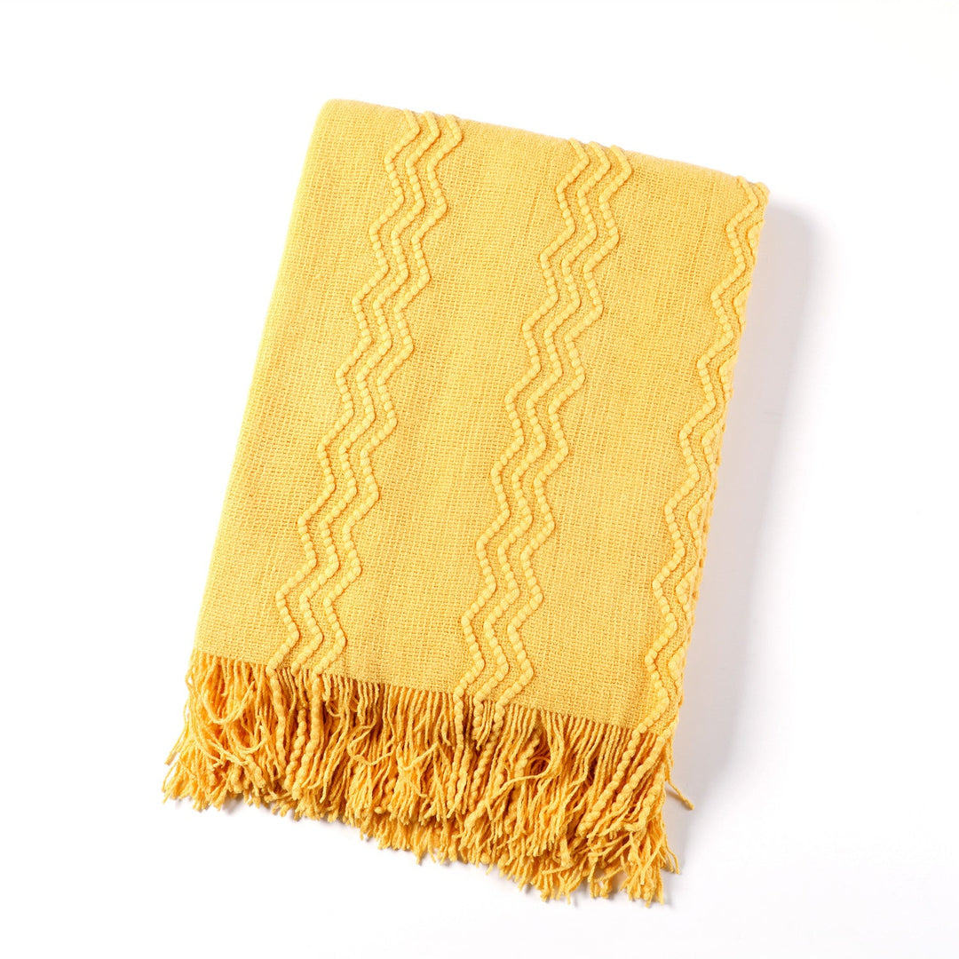 Women Comfortable Knitted Blanket with Modern Zigzag Pattern Kalsten