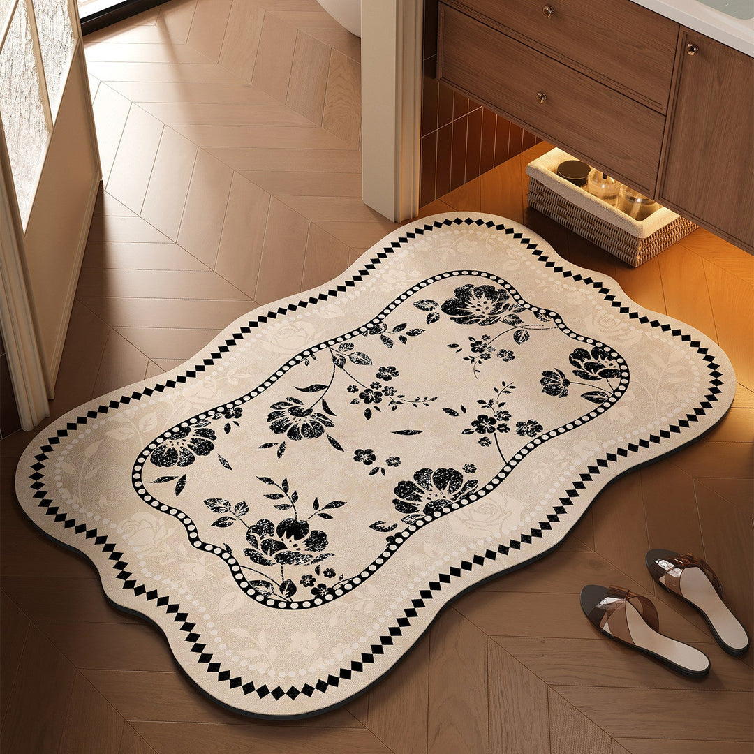 Floral-Themed Bathroom Mat