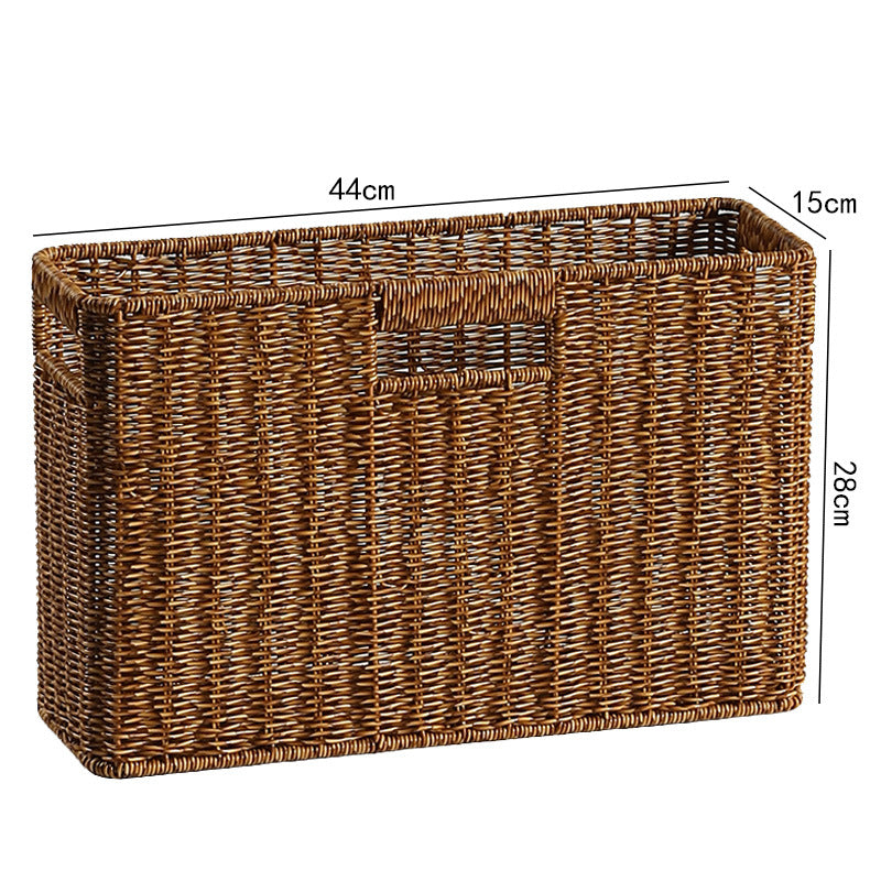 Rectangular Woven Storage Basket with Cut-Out Handles Kalsten