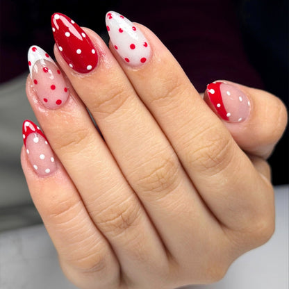 Creative nail art set with playful polka dot design Acalora