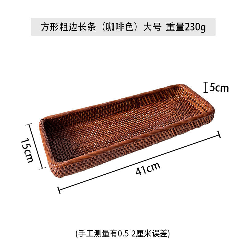 Women rectangular serving platter made of woven natural material Kalsten