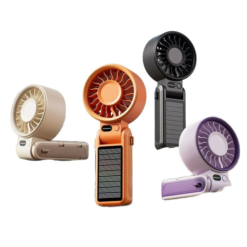 Unisex Portable Rechargeable Handheld Fan with Solar Charging Kalsten