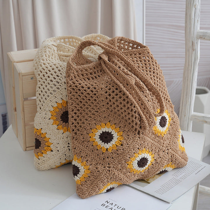 Handcrafted Jute Bag with Colorful Flower Pattern Kalsten