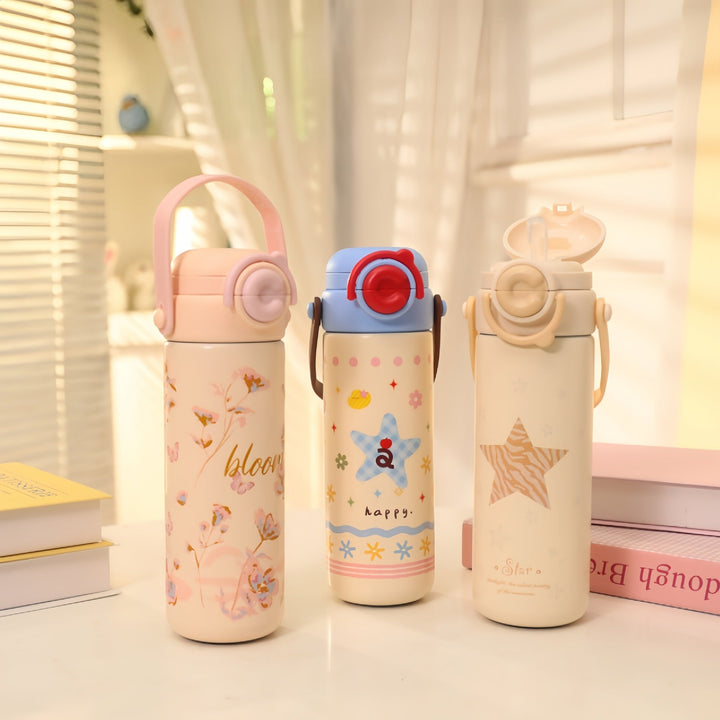 Insulated Stainless Steel Drink Bottle with Cheerful Flower Pattern Kalsten