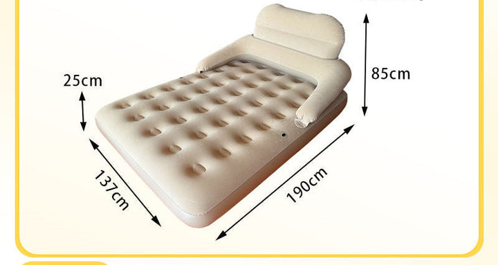 automatic inflation elevated inflatable air bed with upright backrest and integrated pillow supports Kalsten