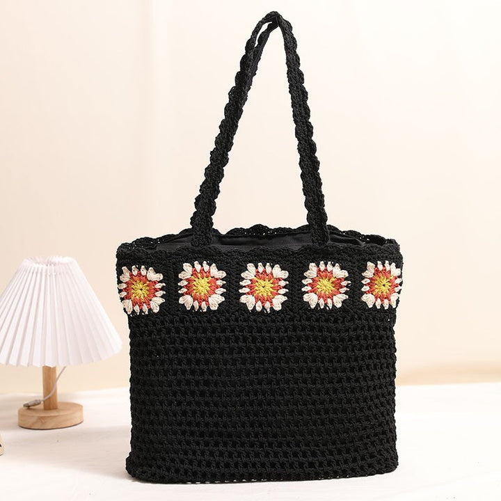 Hand-crocheted beach bag with floral accents Kalsten