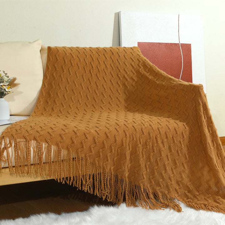 Women’s knitted blanket with textured wave pattern Kalsten