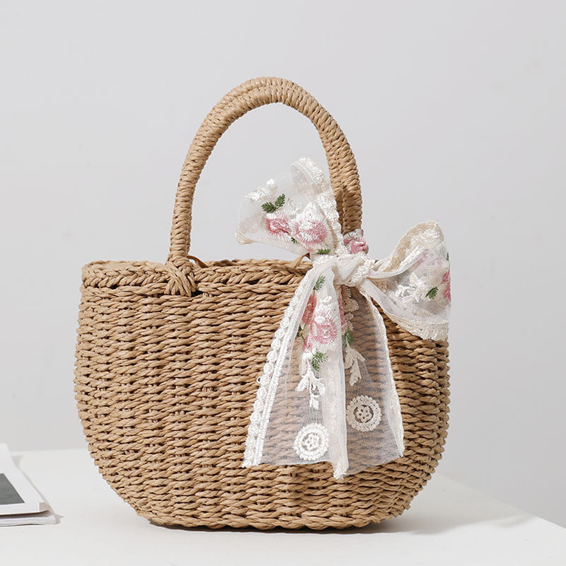 Elegant Bast bag with Floral Bow Detail Kalsten