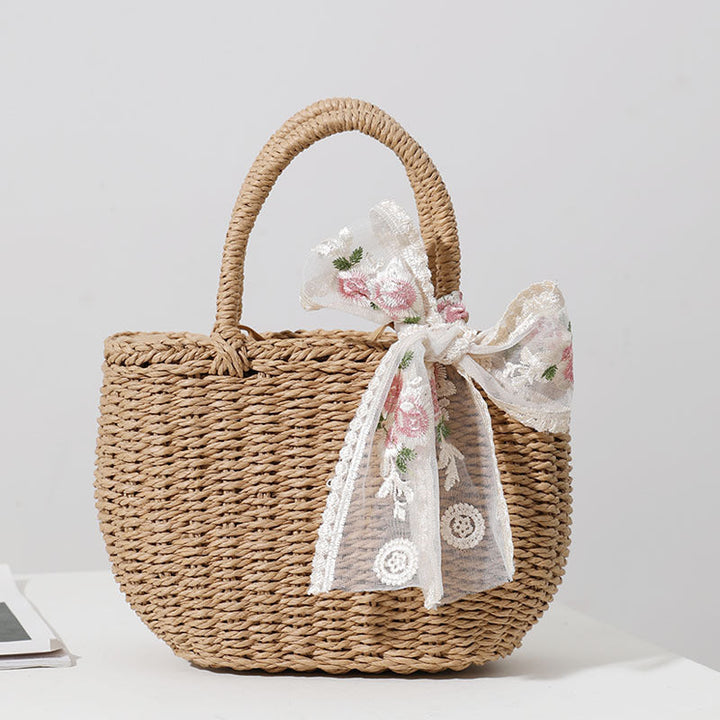 Elegant Bast bag with Floral Bow Detail Kalsten