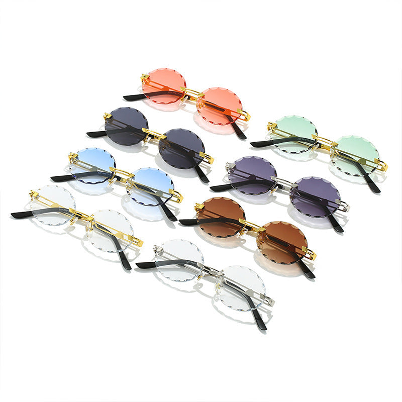 Ladies round sunglasses with unique wave design and high-quality metal frame Kalsten