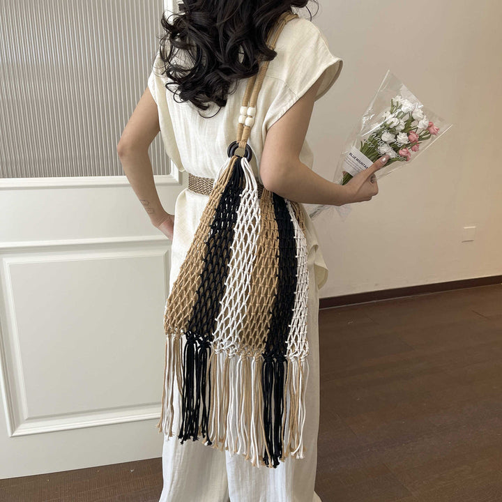 Macrame Tote Bag with Tassels Kalsten