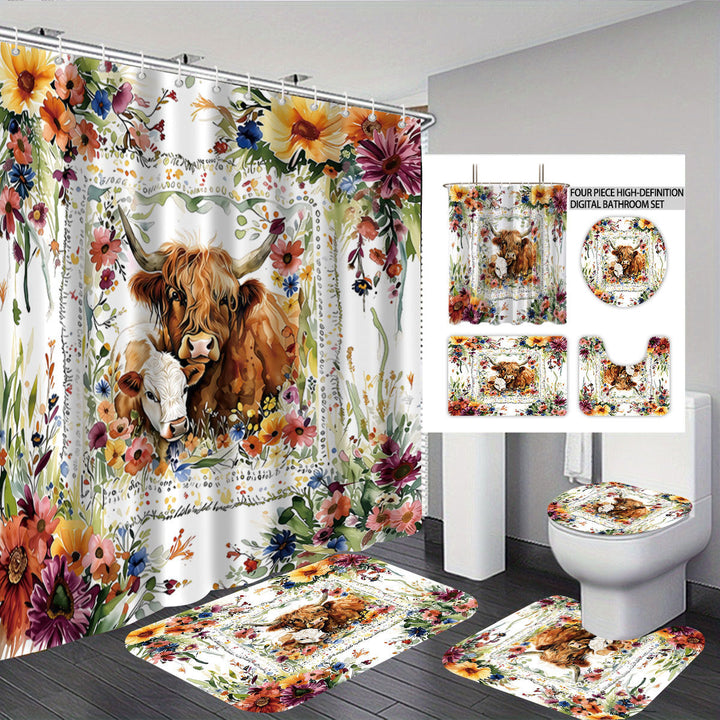 Artistic Highland Cow Bathroom Set Kalsten