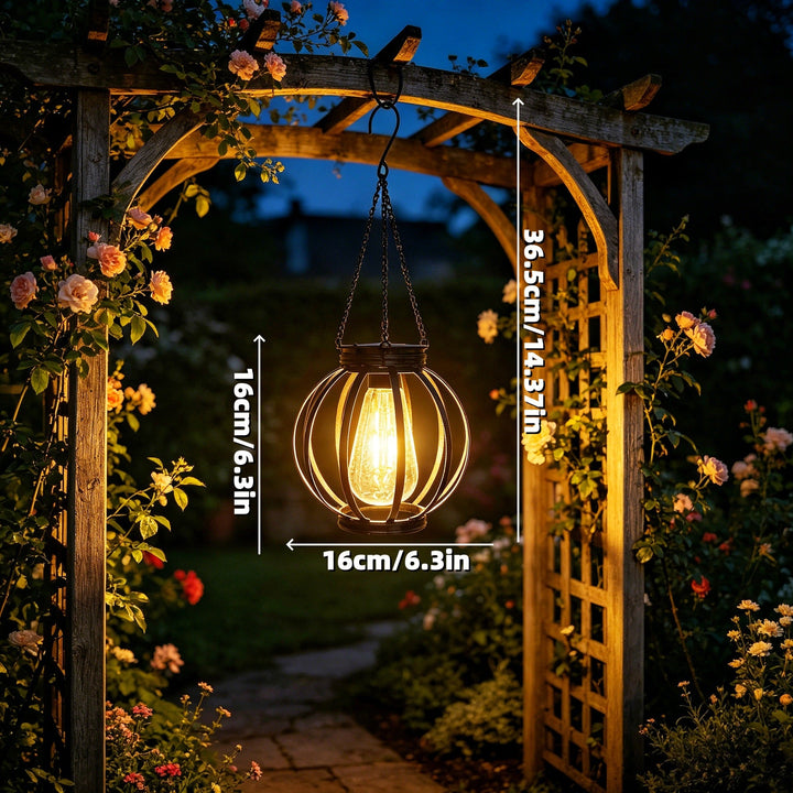 Outdoor Hanging Metal Cage Pendant Lantern With Adjustable Chain And Vintage Filament LED Kalsten