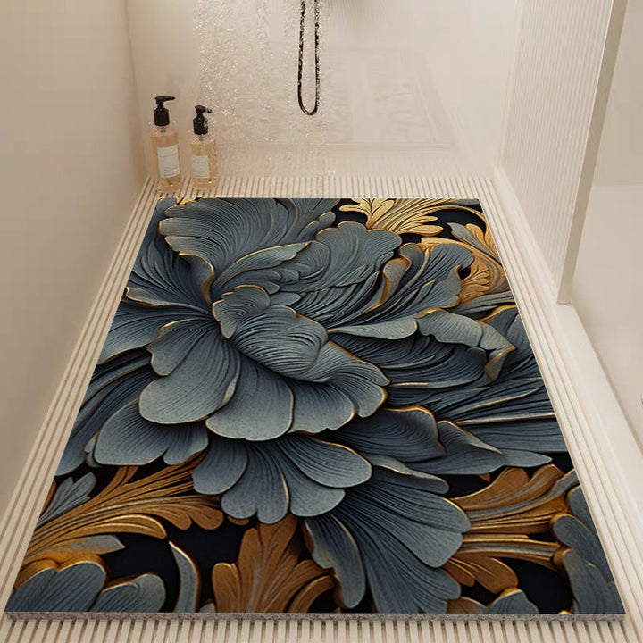 Elegant Floral Pattern Bath Mat Kalsten