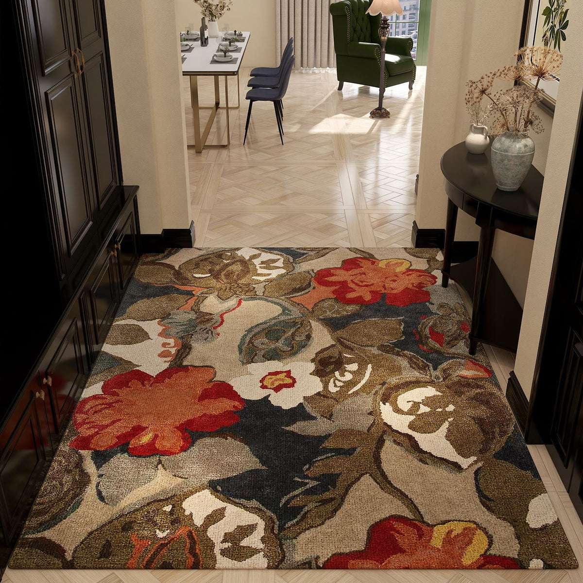 Luxurious Floral Pattern Area Rug Acalora