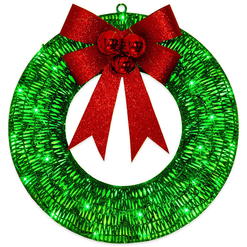 Christmas Garland 50CM Luminous LED Warm Light Metal Luminous Wreath With Big Bowknot Christmas Front Door Home Holiday Party Door Hanging Decor | Kalsten