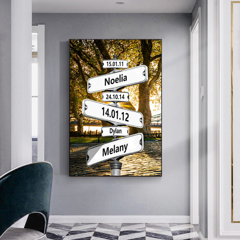 Personalized Vintage Street Sign Canvas Wall Art
