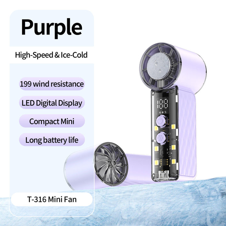 Women's nan compact rechargeable handheld cooling fan with LED real time display and multi-speed Kalsten