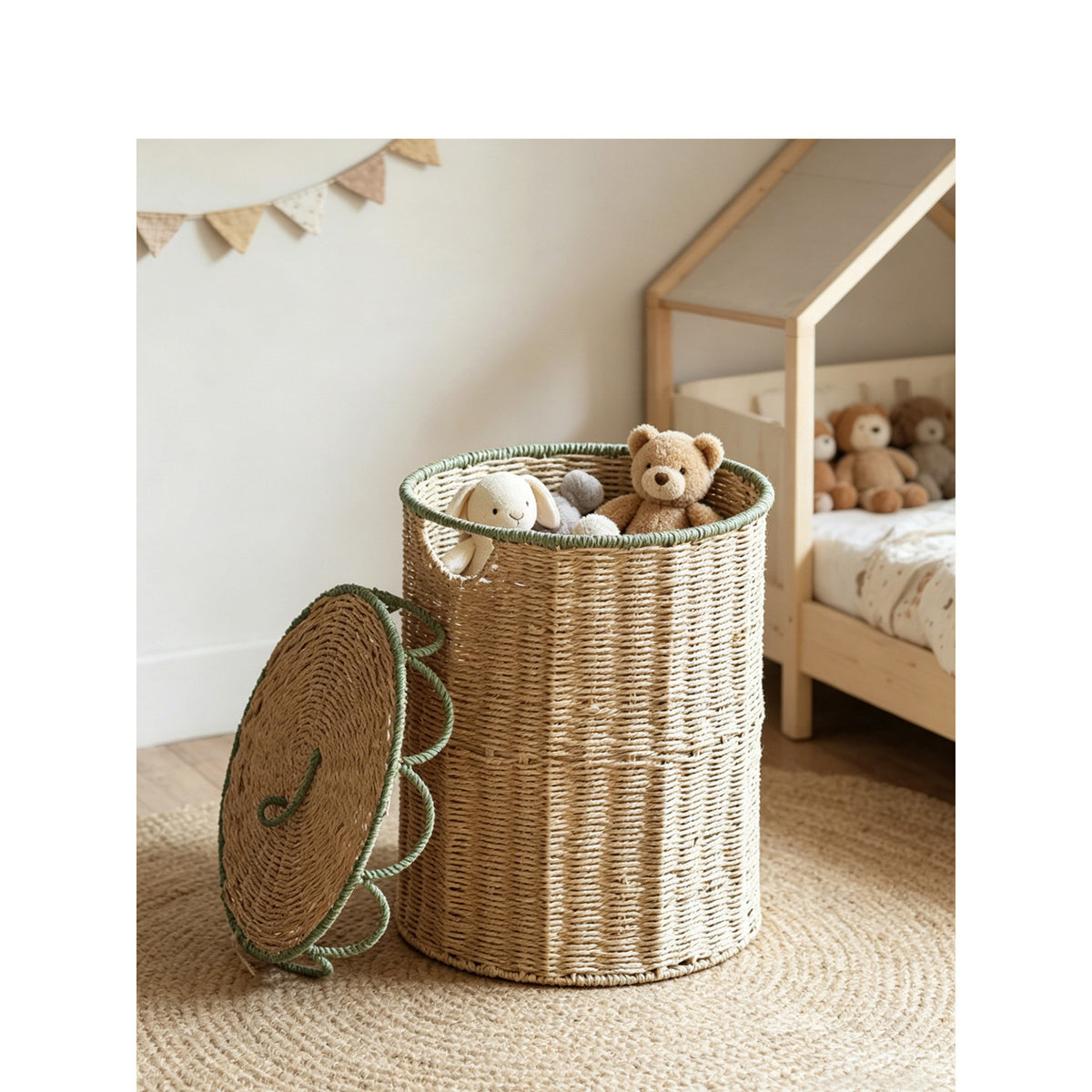 Natural storage basket with lid Acalora