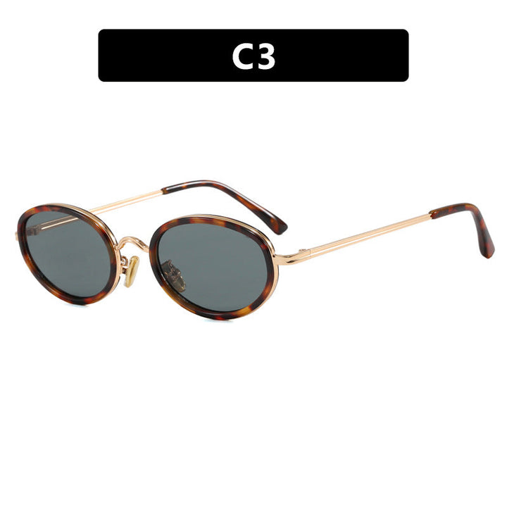 Ladies elegant round sunglasses with stylish metal frame Kalsten