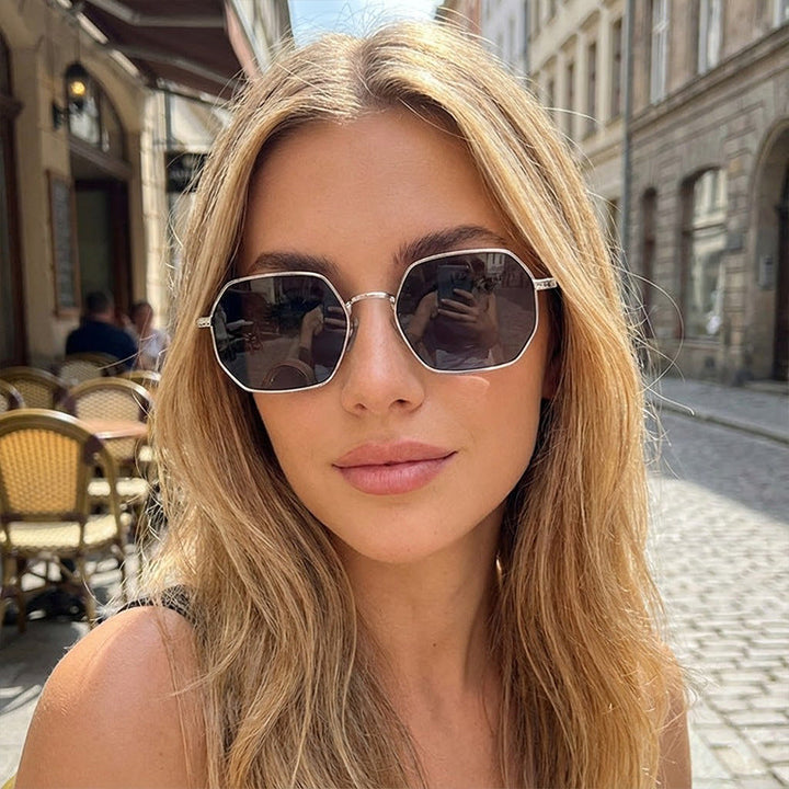 Women Octagonal Designer Sunglasses with High-Quality Metal Frame Kalsten