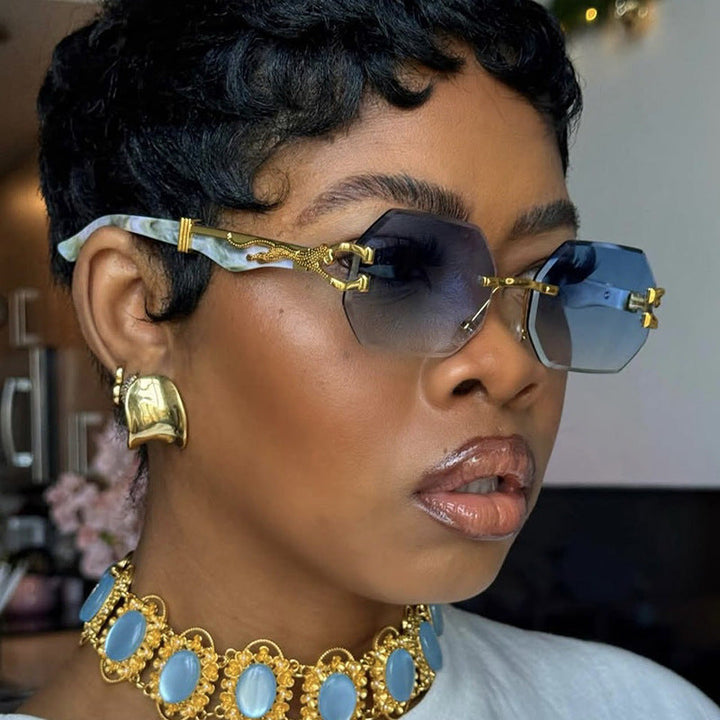 Women's fashionable sunglasses with extravagant octagonal design and golden accents Kalsten