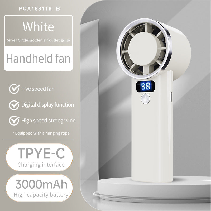 Unisex handheld fan with digital display and five speed levels Kalsten