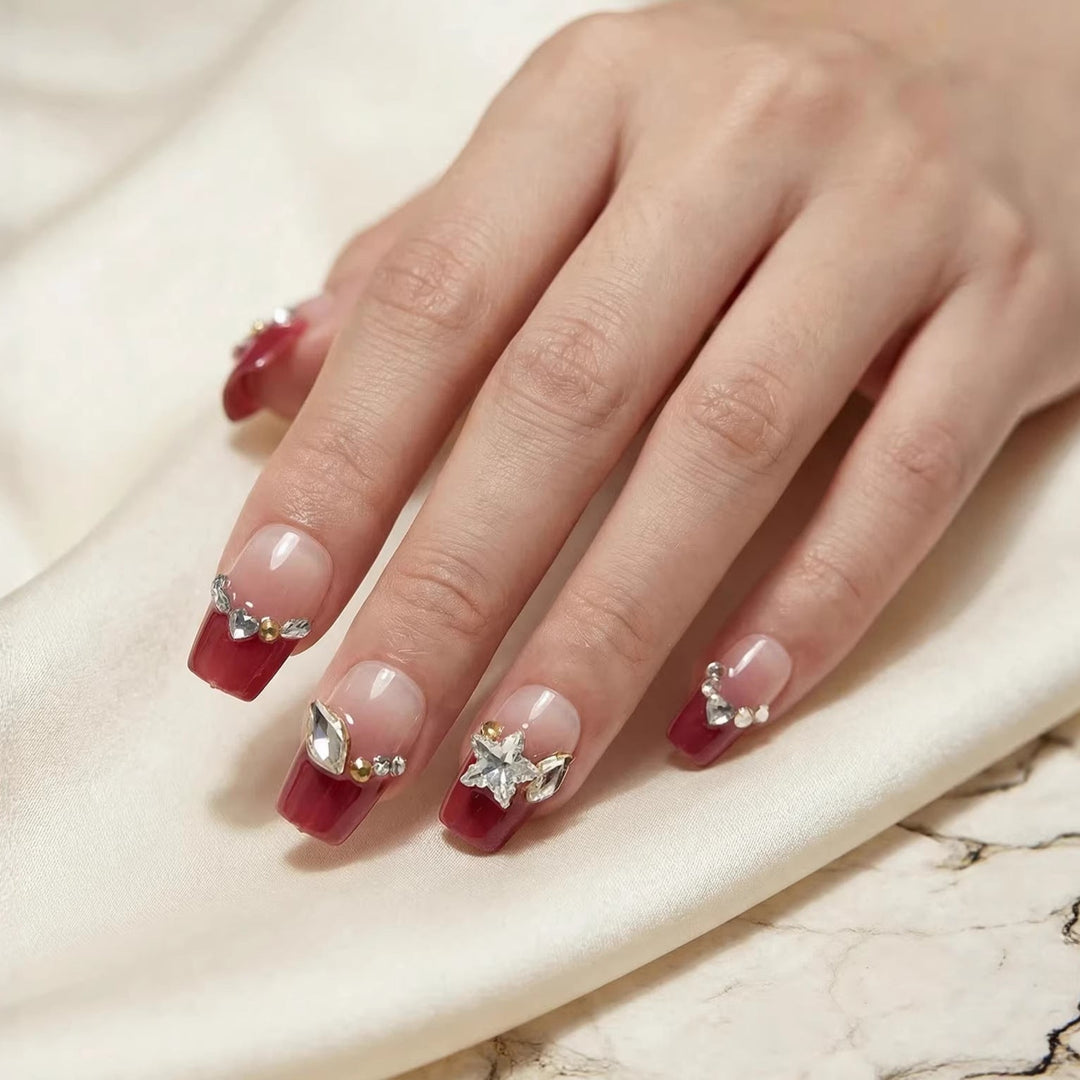 Decorative Rhinestone-Embellished Press-On Nail Tips Kalsten