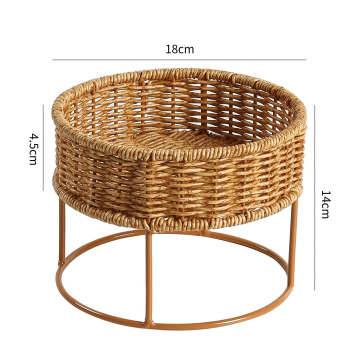 Round Woven Storage Tray with Metal Base Kalsten