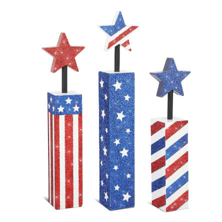 Unisex nan patriotic table decoration set with glittering star columns and flag pattern Kalsten
