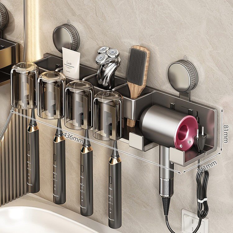 Wall-Mounted Hair Tool Organizer with Storage Compartment Kalsten