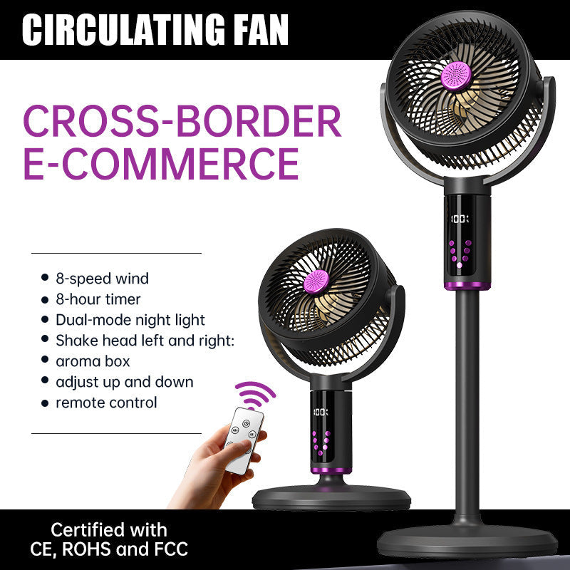 Unisex nan height-adjustable oscillating rechargeable pedestal fan with digital LED display remote and aromatherapy Kalsten