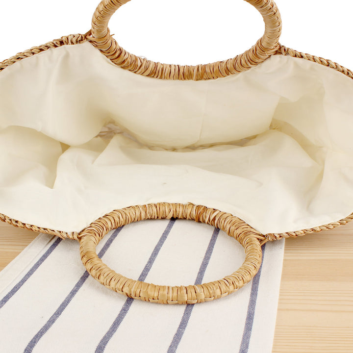 Braided basket bag with stylish round handle Kalsten