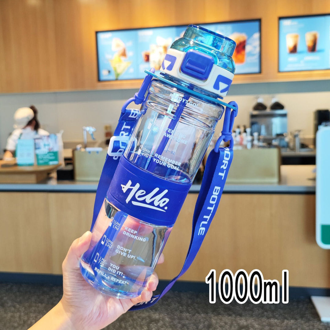 Women's large sports water bottle with motivational time markings Kalsten