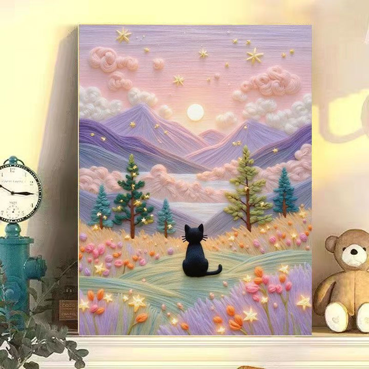 Whimsical Cat Landscape Canvas Art Kalsten