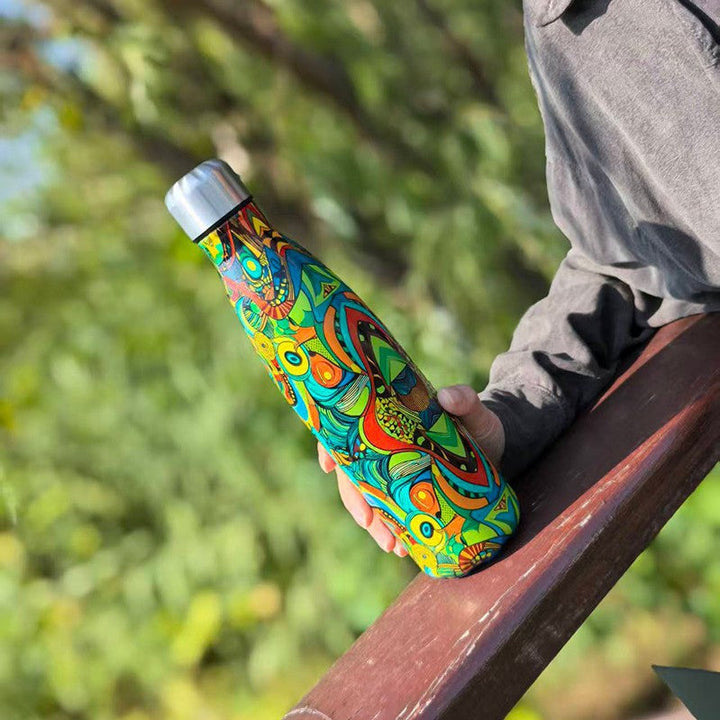 Unisex double-walled insulated bottle made of stainless steel with vacuum insulation and leak-proof screw cap Kalsten