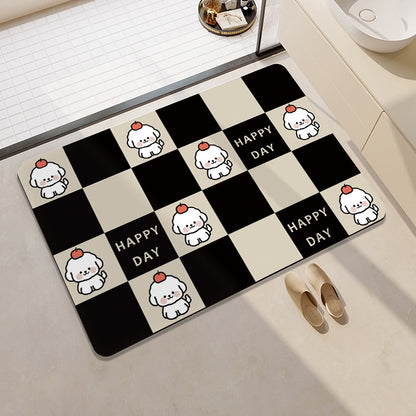 Cartoon Cat-Themed Bath Rug Acalora