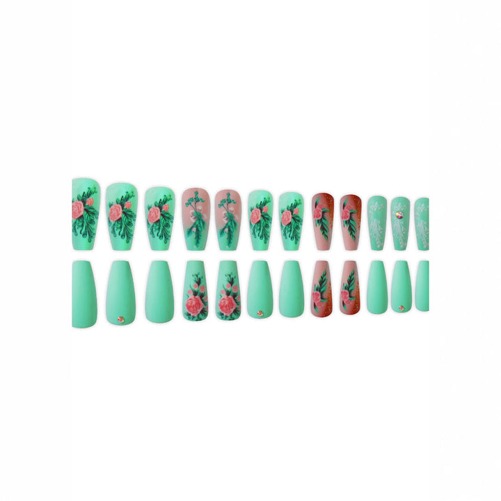Floral Embellished Press-On Nail Set Kalsten