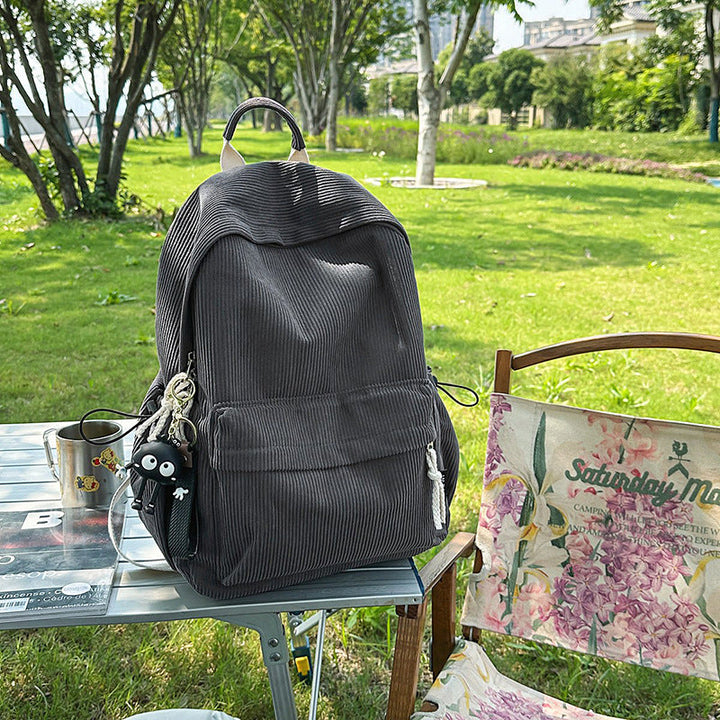 Corduroy Textured Casual Backpack Kalsten