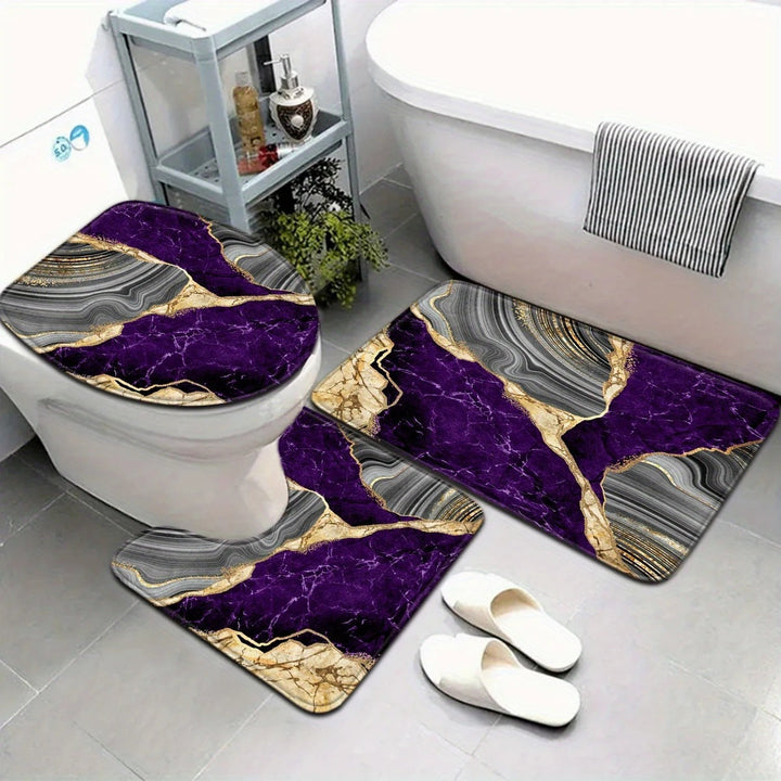 Artistic Marble Print Bath Mat Set Kalsten