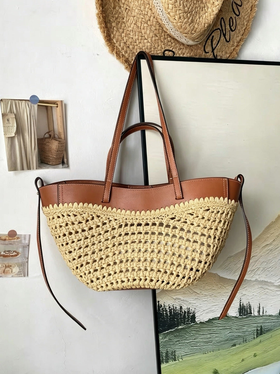Braided handbag with elegant leather trim Kalsten