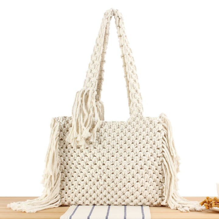 Macrame bag with creative fringes and comfortable carrying handle Kalsten