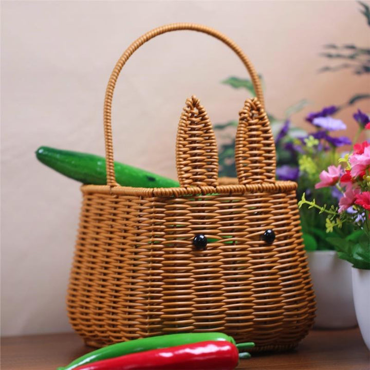 Whimsical Rabbit-Shaped Woven Basket Kalsten