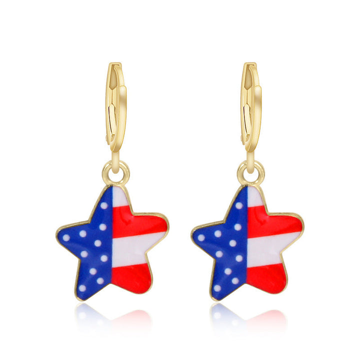 Women's long multi-layer star drop earrings with crystal embellishments and rhodium-plated alloy Kalsten