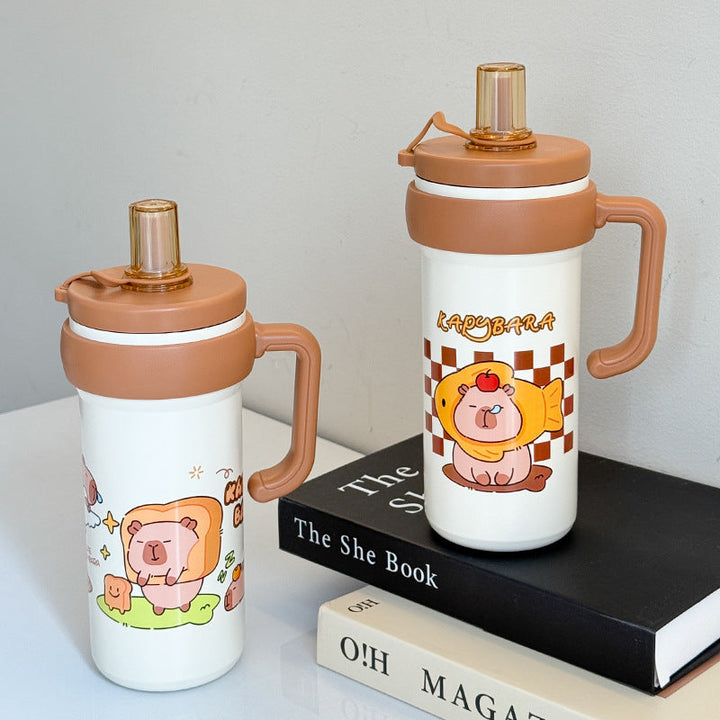 Ladies Insulated Water Bottle with Practical Carry Handle and Fun Animal Design Kalsten