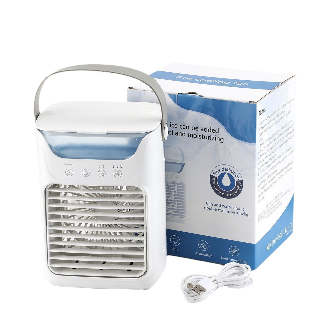 Cooling portable evaporative air cooler with refillable water reservoir adjustable louvers quiet fan and carry handle Kalsten