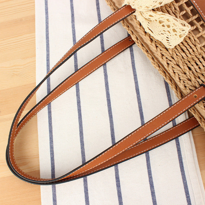 Elegant Braided Raffia Bag with Leather Accent Kalsten