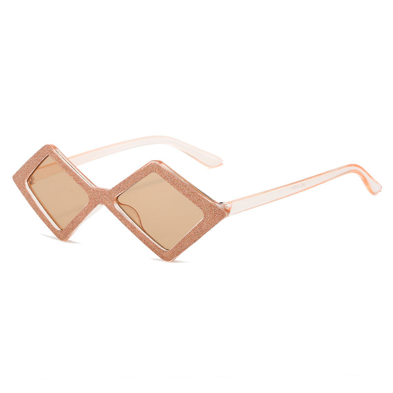 Ladies futuristic, geometric sunglasses with glittering frame Kalsten