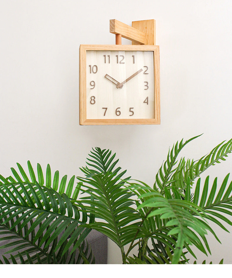 Kalsten | Wall-Corner-Two-Sided Wood-Analog-Clock